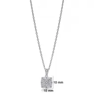 Geometric Square Design Shiny Baguette Stone Charm Necklace 925 Sterling Silver Jewelry