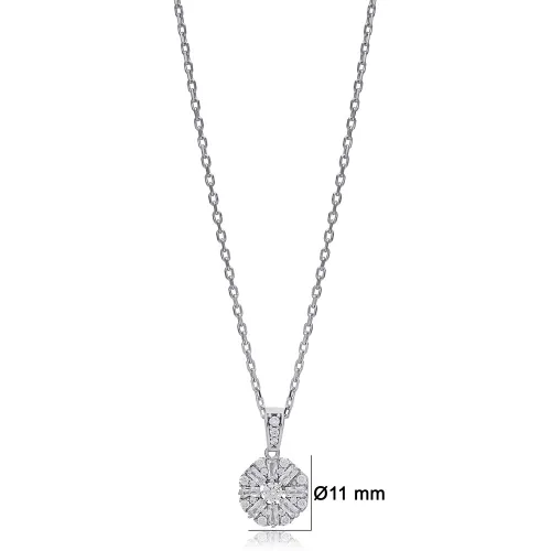 New Round Shiny Baguette For Woman 925 Silver Necklace