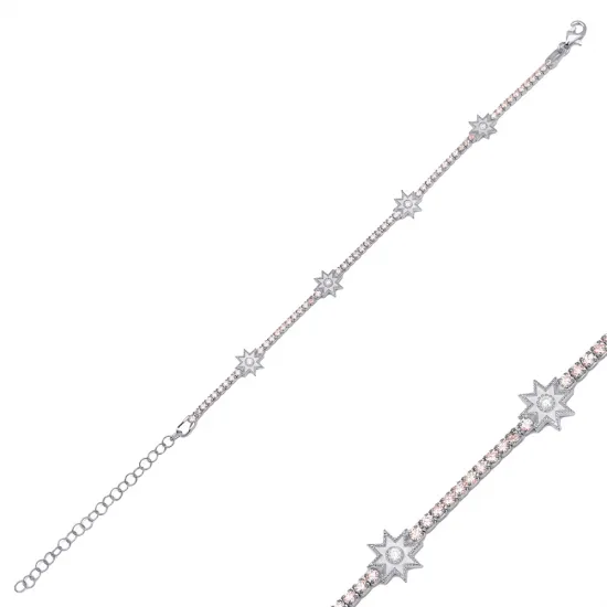 Unique Star Design Shiny Zircon Stone Tennis Bracelet For Woman 925 Sterling Silver Jewelry Unique Star Design Shiny Zircon Stone Tennis Bracelet For Woman 925 Sterling Silver Jewelry