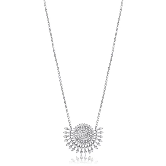 Unique Design Clear Zircon Stone Charm Necklace For Woman 925 Sterling Silver Jewelry