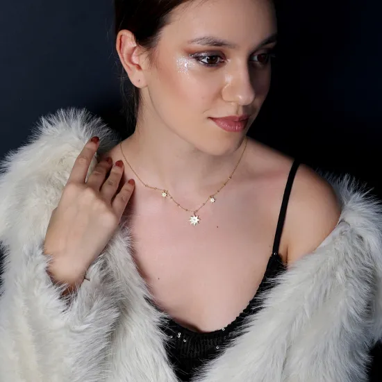 Star Ball Chain 925 Sterling Silver Necklace Star Ball Chain 925 Sterling Silver Necklace