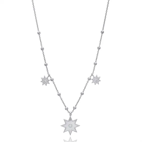 Star Ball Chain 925 Sterling Silver Necklace Star Ball Chain 925 Sterling Silver Necklace