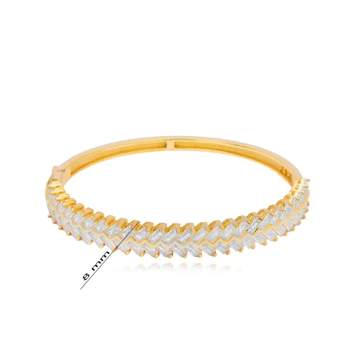 Clear Triple Row CZ 6 by 5cm 925 Sterling Silver Bangle Clear Triple Row CZ 6 by 5cm 925 Sterling Silver Bangle