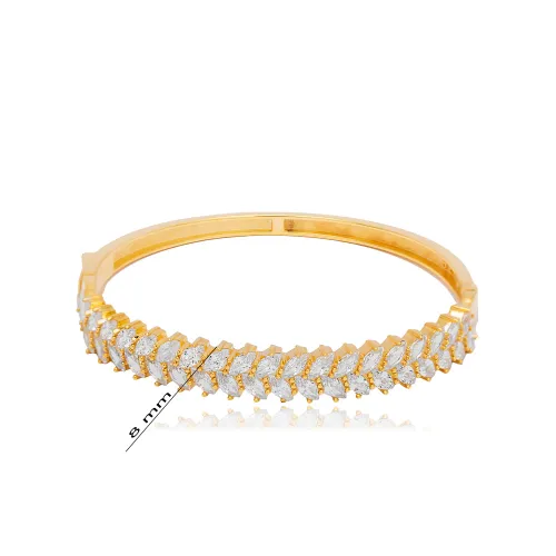 6X5 Cm Oval Marquise CZ Woman Handcuff Silver Bangle 6X5 Cm Oval Marquise CZ Woman Handcuff Silver Bangle