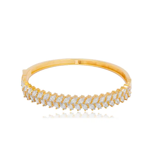 6X5 Cm Oval Marquise CZ Woman Handcuff Silver Bangle
