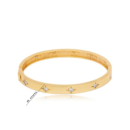 6X5 Cm Oval Star Shiny CZ Woman Handcuff Silver Bangle 6X5 Cm Oval Star Shiny CZ Woman Handcuff Silver Bangle