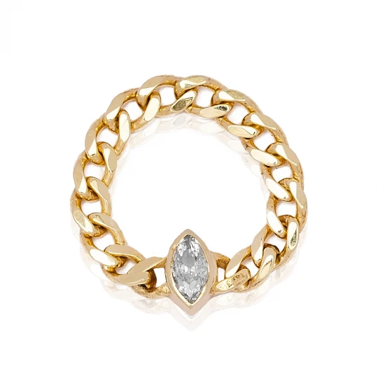 Chain Marquise Cut CZ Cluster 925 Sterling Silver Ring Chain Marquise Cut CZ Cluster 925 Sterling Silver Ring
