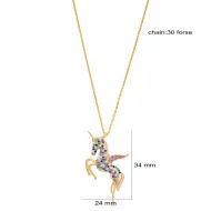 Unicorn Horse Design Mix Stone with Amethyst Stone Charm Necklace Turkish Handmade 925 Sterling Silver Jewelry