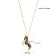 Unicorn Horse Design Black Zircon Stone Charm Necklace Turkish Handmade 925 Sterling Silver Jewelry