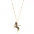 Unicorn Horse Design Black Zircon Stone Charm Necklace Turkish Handmade 925 Sterling Silver Jewelry
