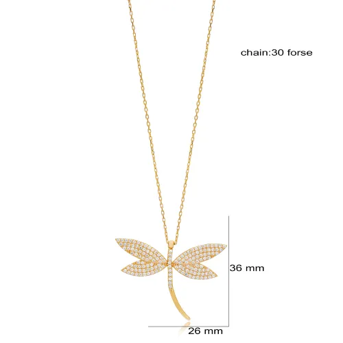 Dragonfly Clear CZ For Woman Sterling Silver Necklace