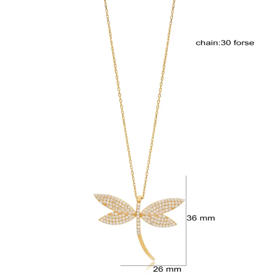 Dragonfly Clear CZ For Woman Sterling Silver Necklace