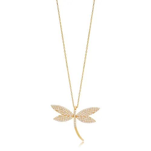 Dragonfly Clear CZ For Woman Sterling Silver Necklace