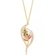 Tulip Flower Round Cut Mix With Ruby CZ Silver Necklace