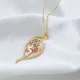 Tulip Flower Round Cut Mix With Ruby CZ Silver Necklace