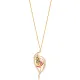 Tulip Flower Round Cut Mix With Ruby CZ Silver Necklace