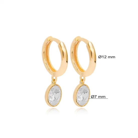 Round Shape Clear CZ Dangle Handmade925 Silver Earrings