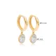 Round Shape Clear CZ Dangle Handmade925 Silver Earrings