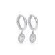 Round Shape Clear CZ Dangle Handmade925 Silver Earrings