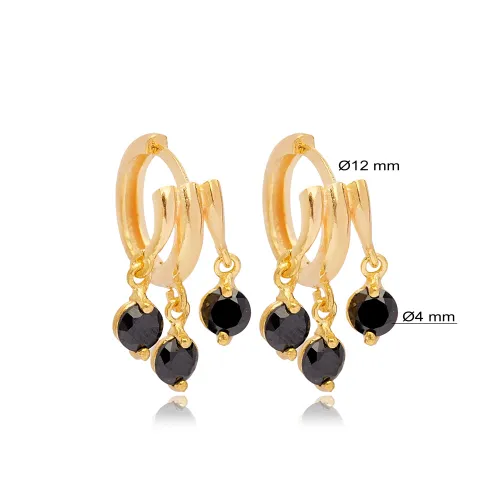 Shaky Black CZ Dangle 925 Sterling Silver Earrings Shaky Black CZ Dangle 925 Sterling Silver Earrings