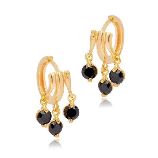 Shaky Black CZ Dangle 925 Sterling Silver Earrings Shaky Black CZ Dangle 925 Sterling Silver Earrings