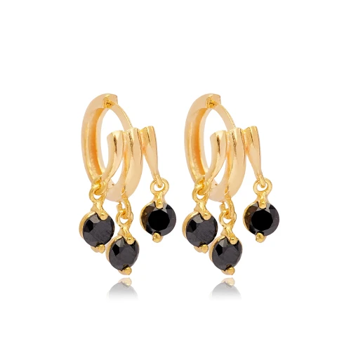 Shaky Black CZ Dangle 925 Sterling Silver Earrings