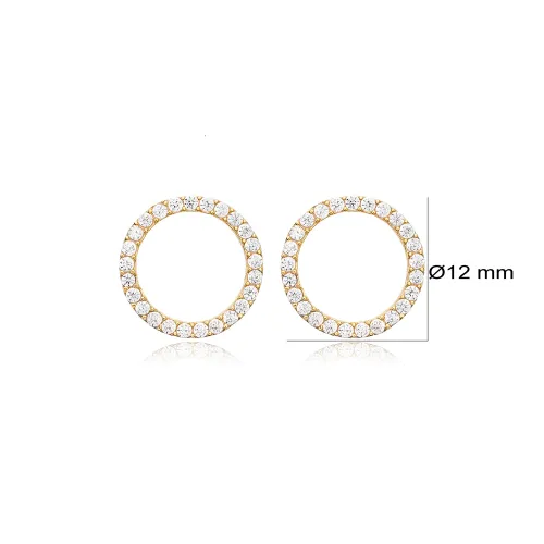 Hollow Round Shape CZ 925 Sterling Silver Earrings