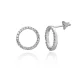 Hollow Round Shape CZ 925 Sterling Silver Earrings