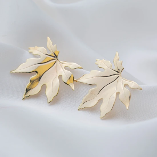 Turkish Plain Leaf 925 Sterling Silver Earrings