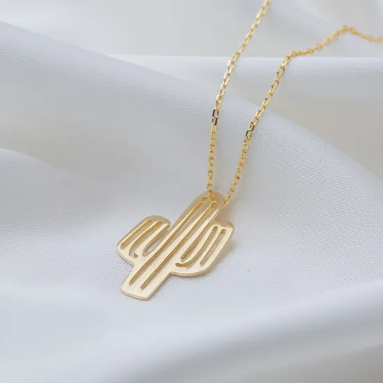 Minimalist Plain Cactus 925 Sterling Silver Necklace Minimalist Plain Cactus 925 Sterling Silver Necklace