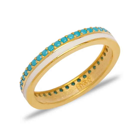 White Enamel Turquoise Band 925 Sterling Silver Ring White Enamel Turquoise Band 925 Sterling Silver Ring