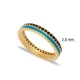Blue Enamel Black CZ Band 925 Sterling Silver Ring