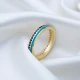 Blue Enamel Black CZ Band 925 Sterling Silver Ring