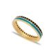 Blue Enamel Black CZ Band 925 Sterling Silver Ring