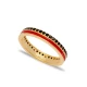 Red Enamel Black CZ Band 925 Sterling Silver Ring