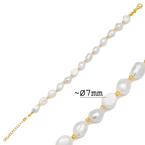 hilde-Dainty Pearl With Tiny Balls Sterling Silver Bracelet hilde-Dainty Pearl With Tiny Balls Sterling Silver Bracelet