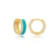 Turquoise Color Enamel Design Clear Zircon Stone Hoop Earrings 925 Sterling Silver Jewelry