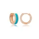 Turquoise Color Enamel Design Clear Zircon Stone Hoop Earrings 925 Sterling Silver Jewelry