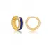 Dark Blue Color Enamel Design Clear Zircon Stone Hoop Earrings 925 Sterling Silver Jewelry