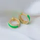 Bright Green Color Enamel Shiny CZ 925 Silver Earrings Bright Green Color Enamel Shiny CZ 925 Silver Earrings