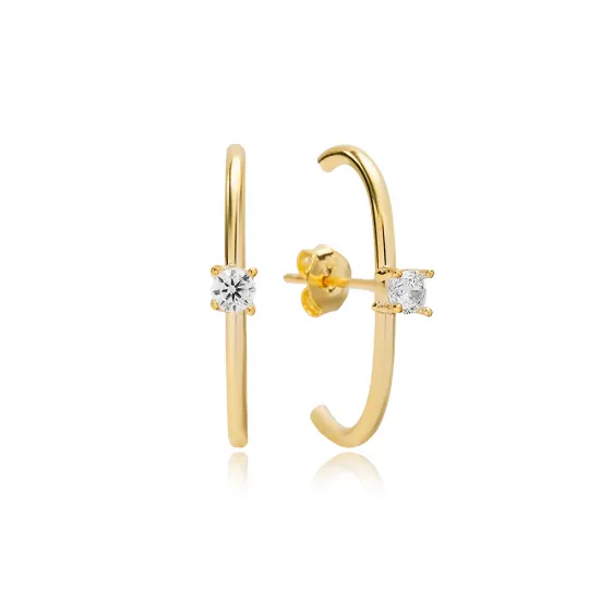 Round Cut CZ Push Back 925 Sterling Silver Earrings Round Cut CZ Push Back 925 Sterling Silver Earrings