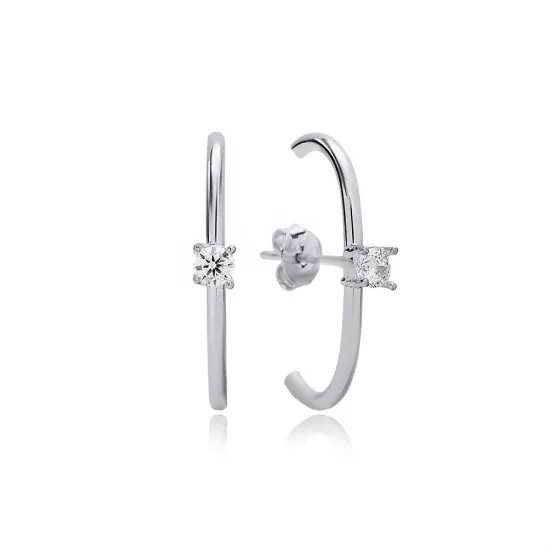 Round Cut CZ Push Back 925 Sterling Silver Earrings Round Cut CZ Push Back 925 Sterling Silver Earrings