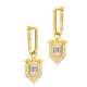 Elagant Square Shape CZ Dangle Sterling Silver Earrings - Sade 925 Silver Jewelry