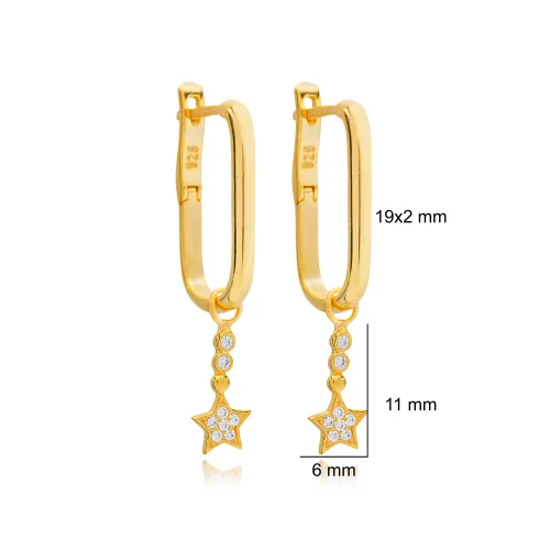 Minimalist Star Shiny CZ Dangle 925 Silver Earrings Minimalist Star Shiny CZ Dangle 925 Silver Earrings