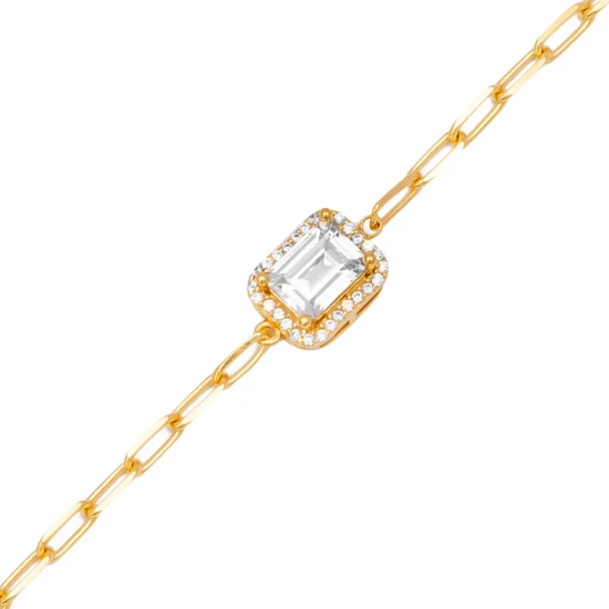 Rectangle Cut Shiny CZ Geometric Square Silver Bracelet - Sade 925 Silver Jewelry