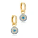 Round Shape Aquamarine With CZ Dangle Silver Earrings | 925 Sterling Silver Wholesale | Sade Silver Round Shape Aquamarine With CZ Dangle Silver Earrings - Sade 925 Silver Jewelry