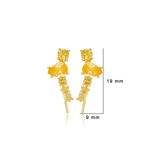 Citrine CZ Mixed Shape 925 Sterling Silver Ear Cuff