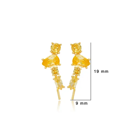 Citrine CZ Mixed Shape 925 Sterling Silver Ear Cuff Citrine CZ Mixed Shape 925 Sterling Silver Ear Cuff