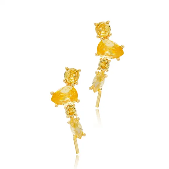 Citrine CZ Mixed Shape 925 Sterling Silver Ear Cuff Citrine CZ Mixed Shape 925 Sterling Silver Ear Cuff