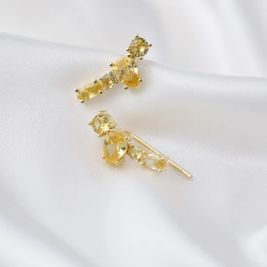 Citrine CZ Mixed Shape 925 Sterling Silver Ear Cuff Citrine CZ Mixed Shape 925 Sterling Silver Ear Cuff